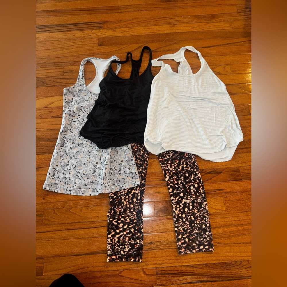 lululemon bundle - 1 capri leggings and 3 tanks